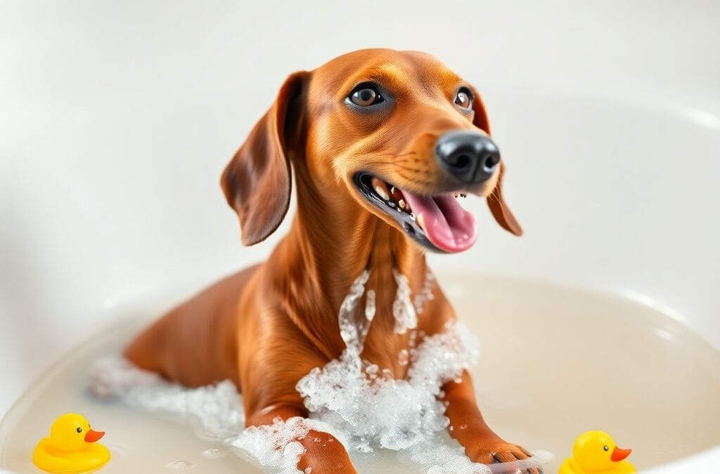 Baño y cuidado del pelo del perro salchicha