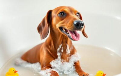Baño y cuidado del pelo del perro salchicha