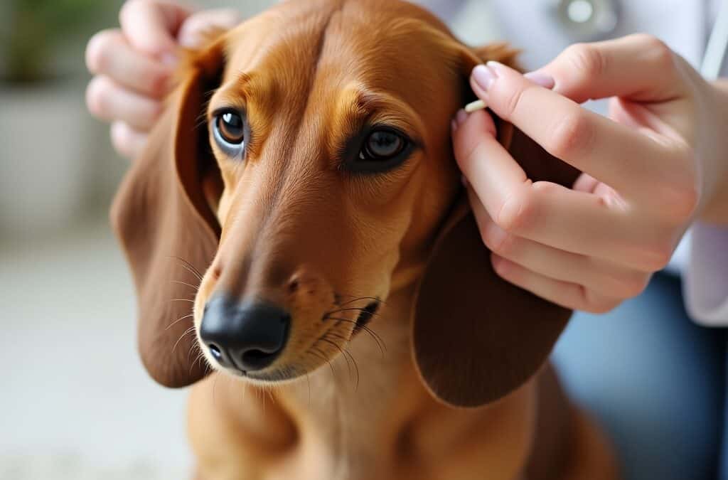 Higiene de las orejas en perros salchicha