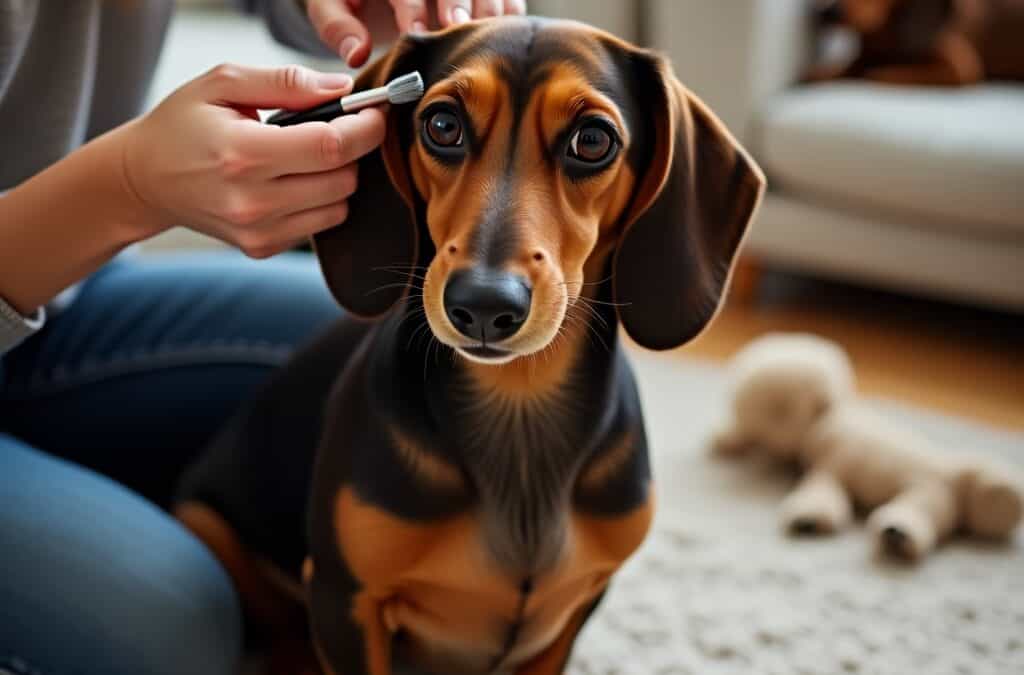 Limpieza de oídos en perros salchicha
