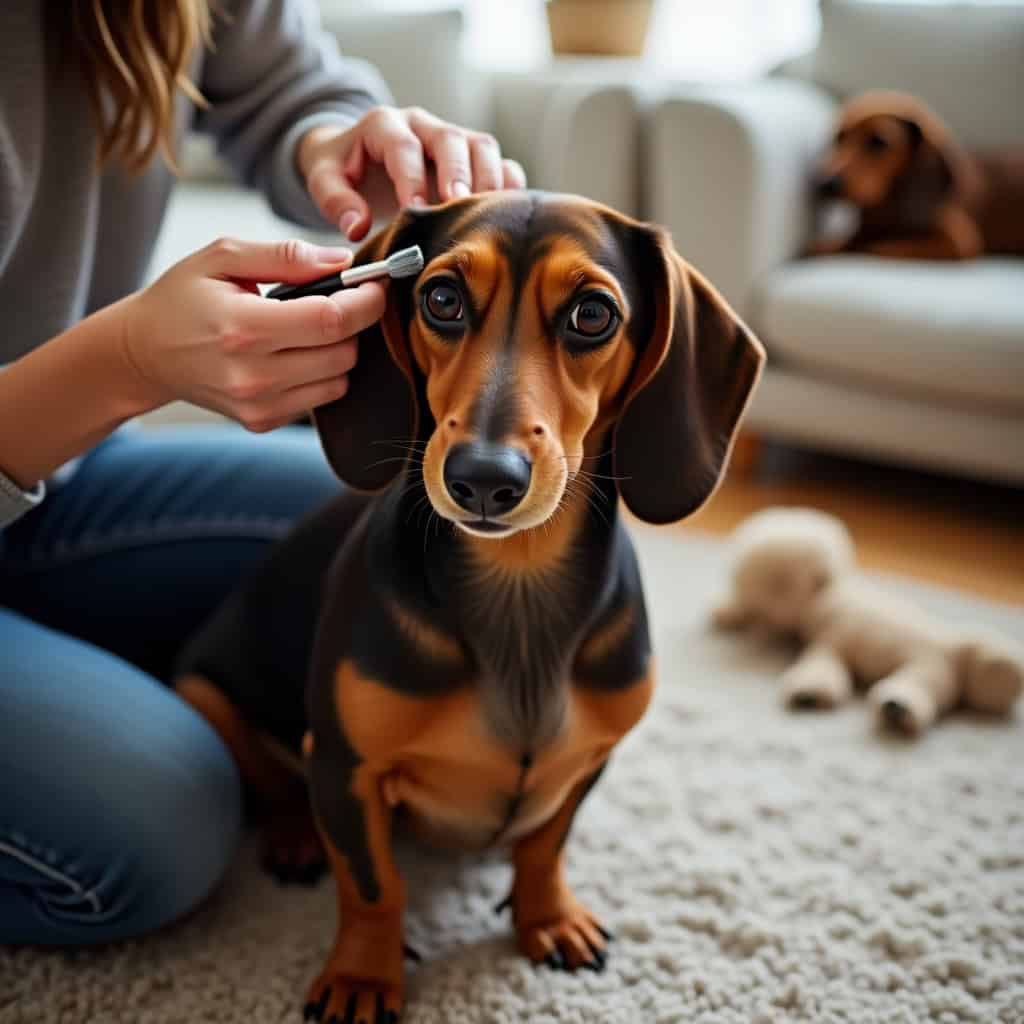 Limpieza de oídos en perros salchicha