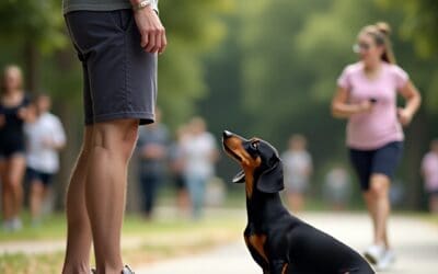 Ejercicios de obediencia para perros salchicha en áreas públicas