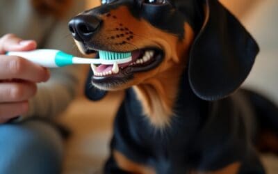 Pasos para cepillar los dientes de un perro salchicha